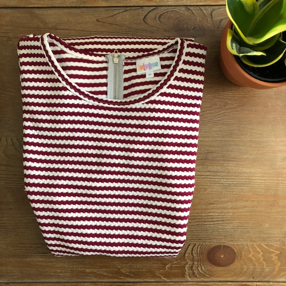 LuLaRoe Maroon Stripe Amelia Dress